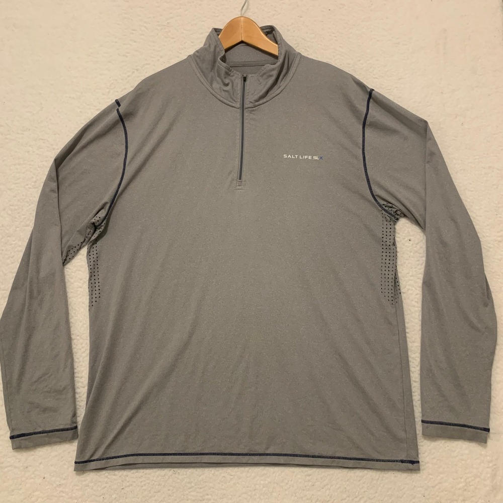 Salt Life SLX UVapor 1/4 Zip Pullover Shirt Mens XL Vented Lightweight Gray